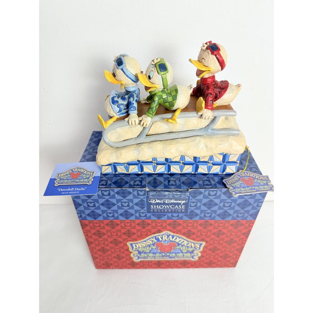 Disney Traditions Rare Multicolor Jim Shore Downhill Ducks Figurine Stone Resin